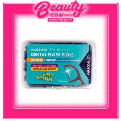 WATSONS Charcoal Round Thread Dental Floss 50pcs per box