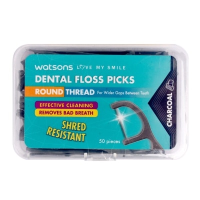 WATSONS Charcoal Round Thread Dental Floss 50pcs per box