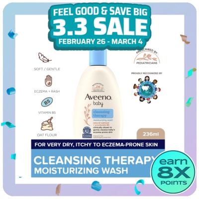 AVEENO Aveeno Baby Cleansing Therapy Moisturizing Wash 236ml - Newborn, For Sensitive Baby Skin, Baby Bath