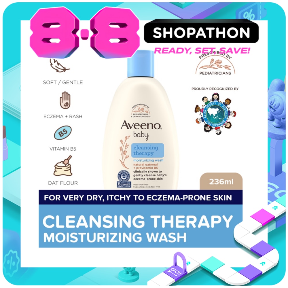 Aveeno Baby Cleansing Therapy Moisturizing Wash 236ml - Newborn, For Sensitive Baby Skin, Baby Bath image
