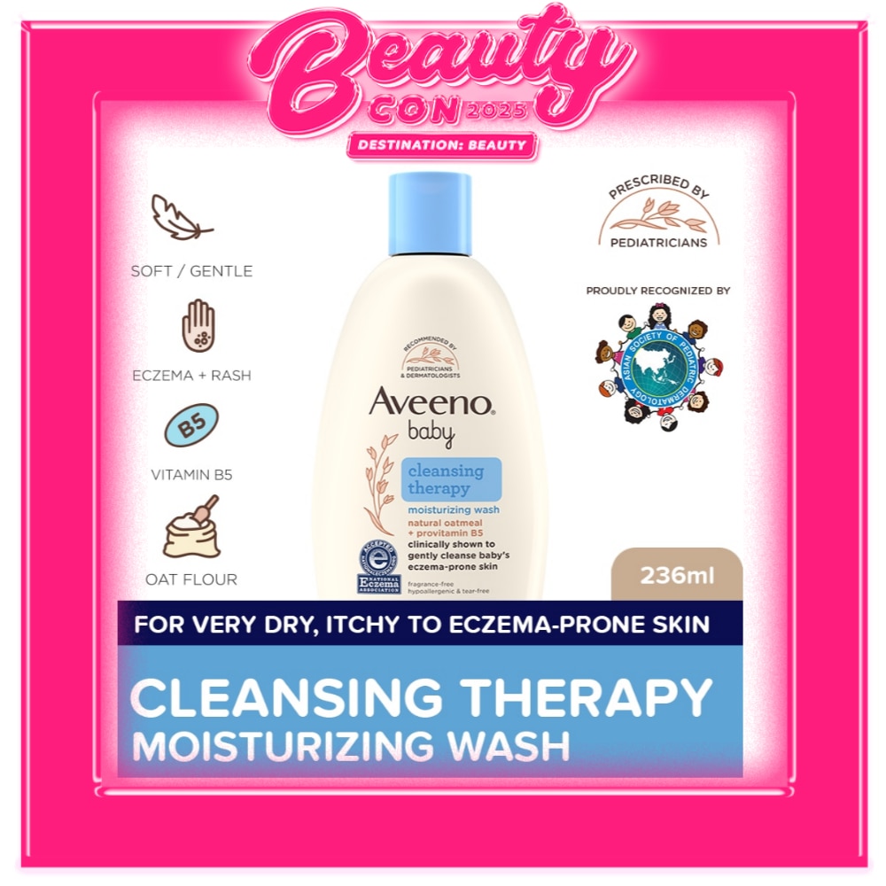 Aveeno Baby Cleansing Therapy Moisturizing Wash 236ml - Newborn, For Sensitive Baby Skin, Baby Bath