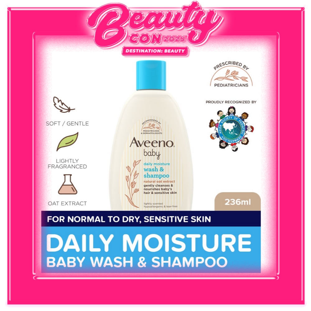 Aveeno Baby Daily Wash & Shampoo 236ml - Newborn, For Sensitive Baby Skin, Baby Care, Baby Bath