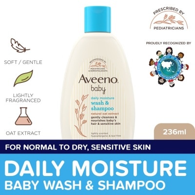 AVEENO Aveeno Baby Daily Wash & Shampoo 236ml - Newborn, For Sensitive Baby Skin, Baby Care, Baby Bath