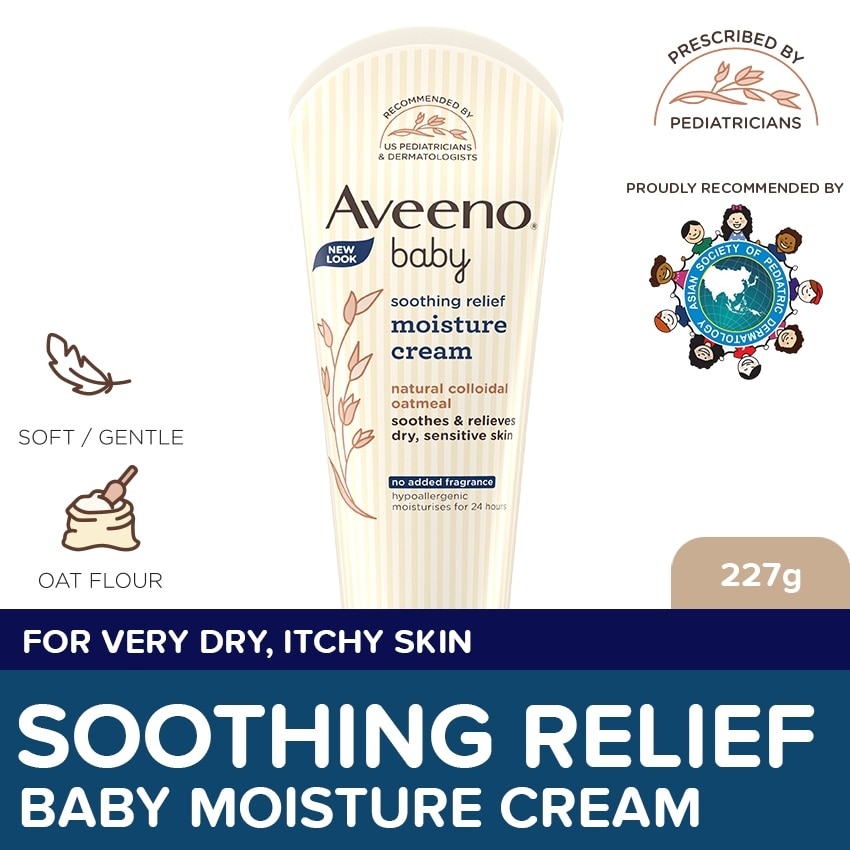 Aveeno Baby Soothing Relief Moisture Cream 227g - Lotion For Newborn Baby, Sensitive Skin, Eczema