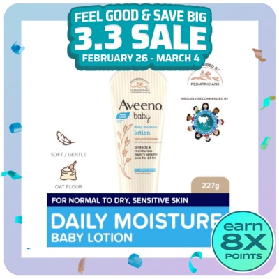 AVEENO Aveeno Baby Daily Moisture Lotion 227g - Newborn, For Sensitive Baby Skin, Baby Body Lotion