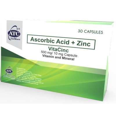 ATC HEALTH Vitacinc Ascorbic Acid + Zinc 500mg/10mg 30 Capsules