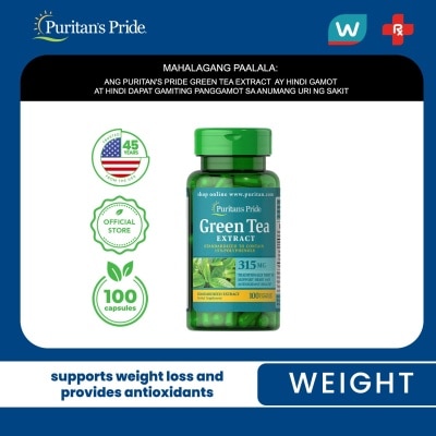 PURITANS PRIDE Green Tea Extract 315mg 100 Capsules