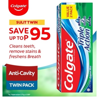 COLGATE Triple Action Anti-Cavity Family Toothpaste 175g Twin Pack