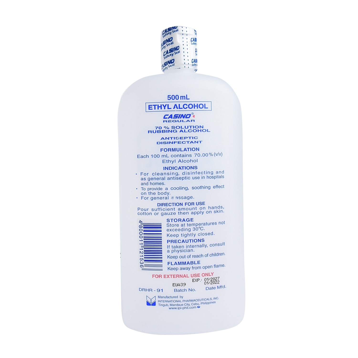 CASINO ETHYL ALCOHOL 500mL ×10本 Casino Ethyl Alcohol Regular 70% 500Ml – Wellcare Pharmacy