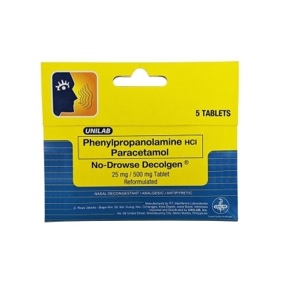 DECOLGEN Phenylpropanolamine HCI Paracetamol No-Drowse Decolgen PPA 500mg CPL 5 PCH SS PH