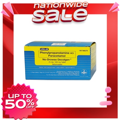 DECOLGEN Phenylpropanolamine HCI Paracetamol No-Drowse Decolgen PPA 25mg 500mg