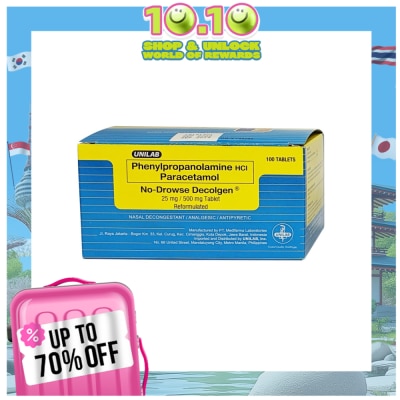 DECOLGEN DECOLGEN Phenylpropanolamine HCI Paracetamol No-Drowse Decolgen PPA 25mg 500mg Sold PerPiece