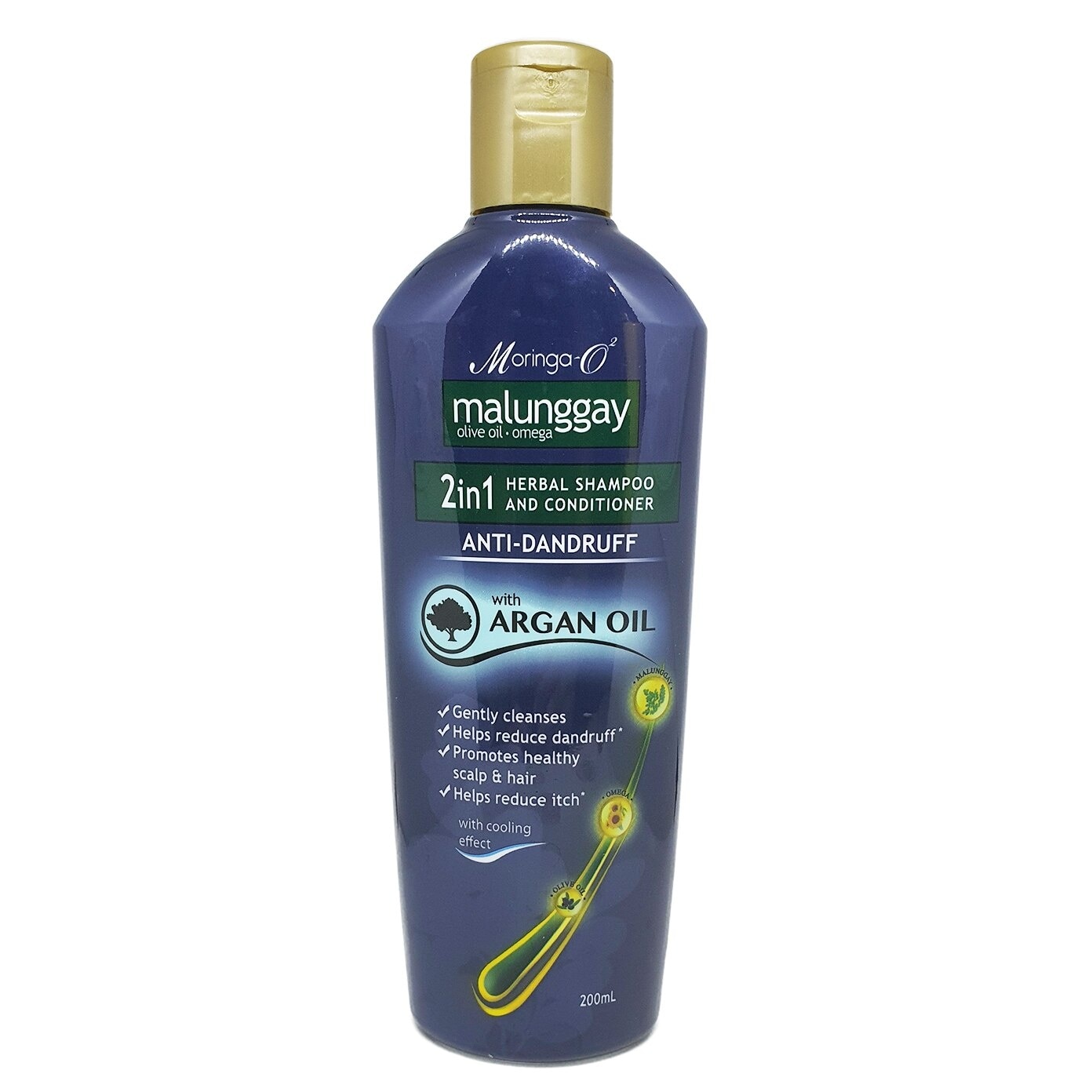 Moringa-O2 Herbal Anti-Dandruff Shampoo & Conditioner with Argan Oil (2-in-1) 200ml