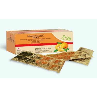 ASCOZIN Ascorbic Acid + Zinc 500mg 1 Chewable Tablet [SOLD PER PIECE]