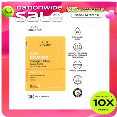 LUXE ORGANIX - Luxe Organix Age Reverse Collagen Glow Serum Boost Tencel Sheet Mask 25ml