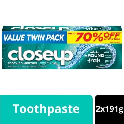 CLOSE UP All Around Fresh Soothing Menthol Toothpaste 2x191g