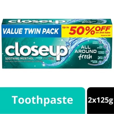 CLOSE UP All Around Fresh Soothing Menthol Toothpaste 2x125g