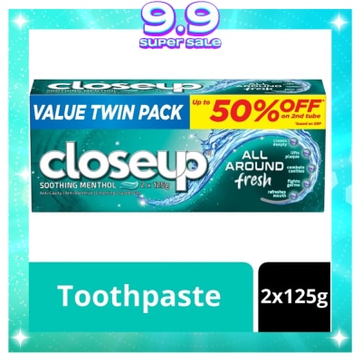 CLOSE UP All Around Fresh Soothing Menthol Toothpaste 2x125g