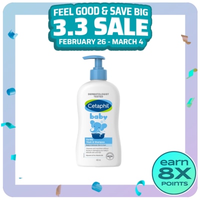 CETAPHIL Cetaphil Baby Wash & Shampoo Pump 400ml [Head to Toe Gentle Cleansing Formula and Hypoallergenic]