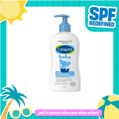 CETAPHIL - Cetaphil Baby Wash & Shampoo Pump 400ml [Head to Toe Gentle Cleansing Formula and Hypoallergenic]