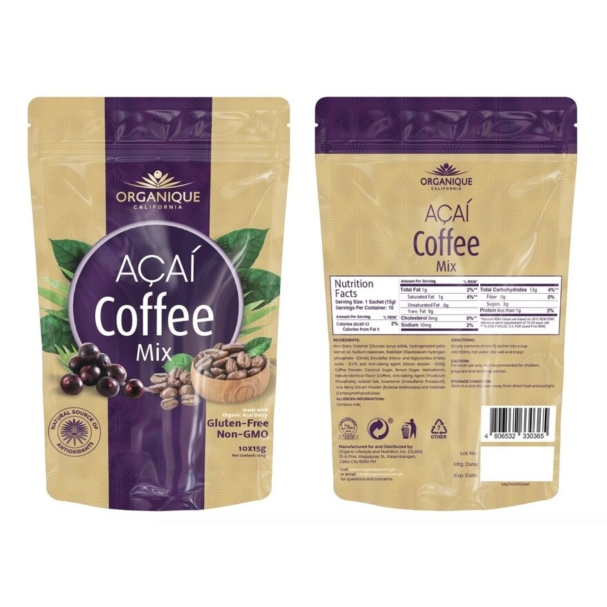 Acai Coffee Mix Powder X 10 15g Sachets