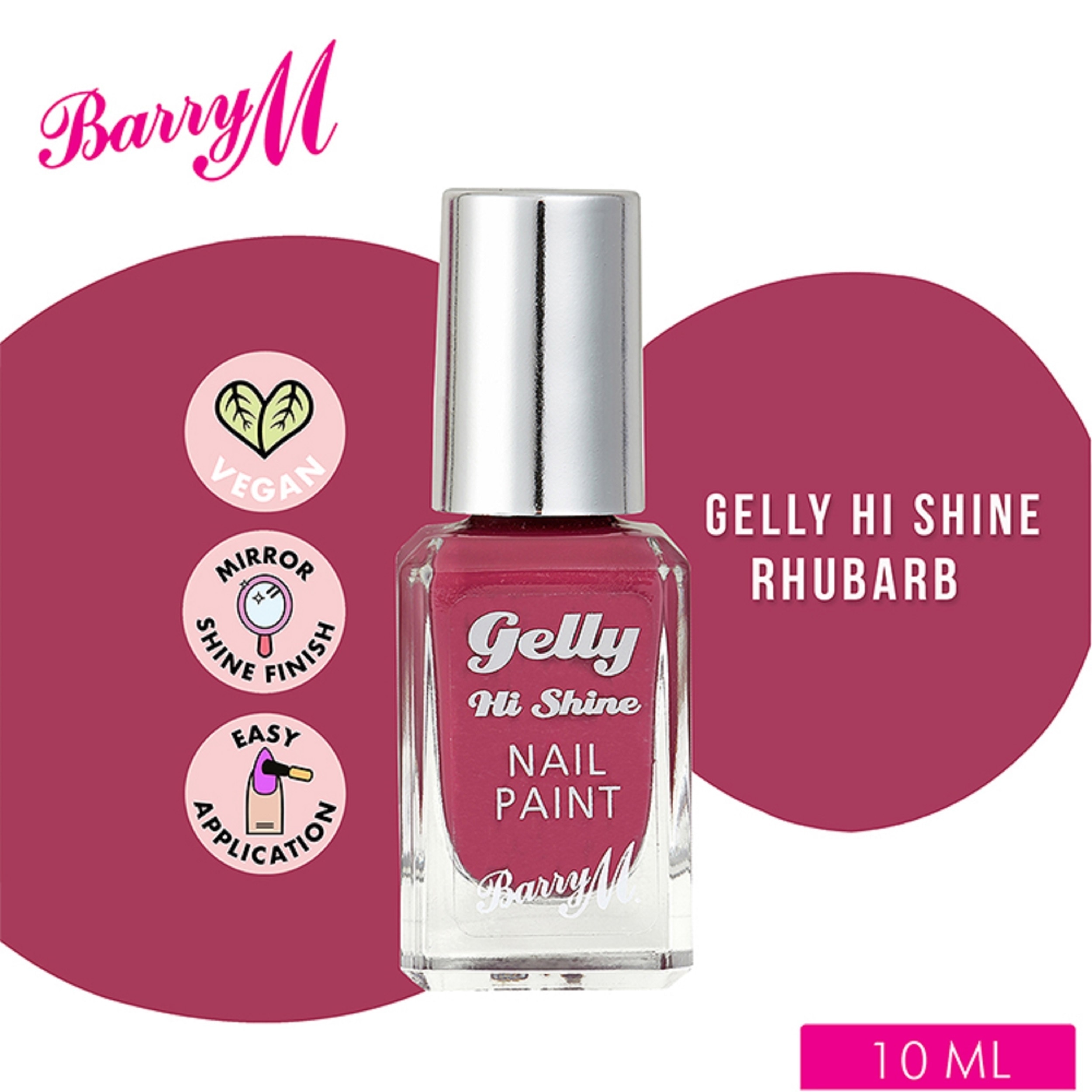 Gelly Hi Shine Rhubarb Nail Paint 10ml