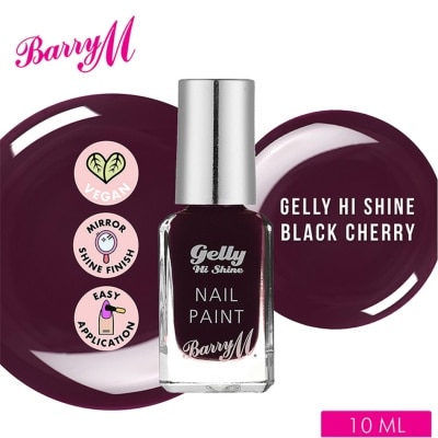 BARRY M Gelly Hi Shine Black Cherry Nail Paint 10ml