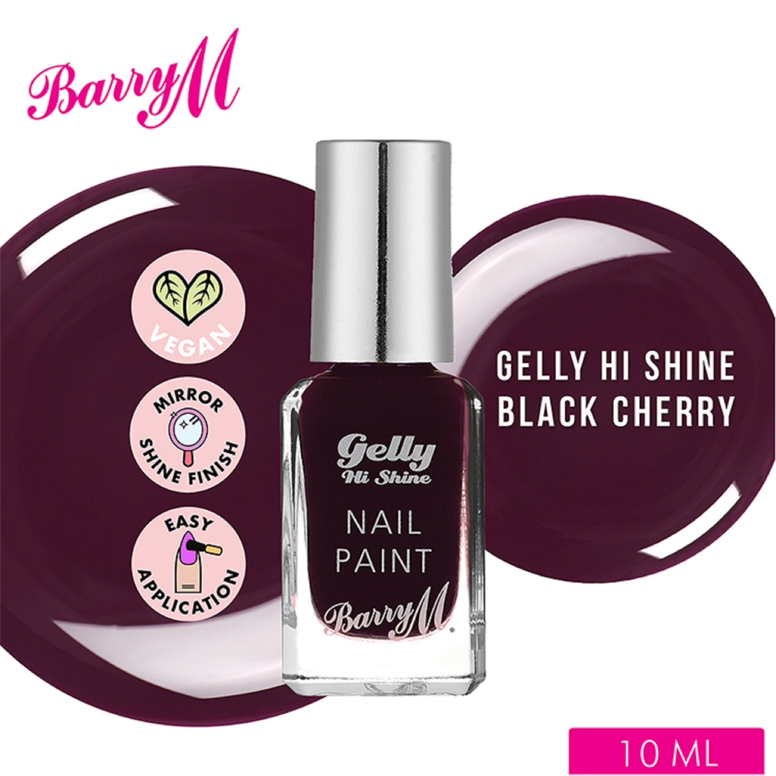 Gelly Hi Shine Black Cherry Nail Paint 10ml