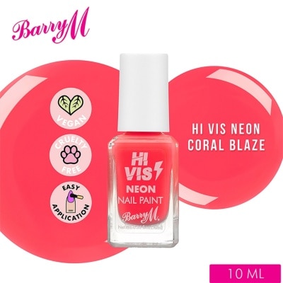 BARRY M Hi Vis Neon Coral Blaze Nail Paint 10ml