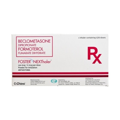 FOSTER Beclometasone dipropionate 100mcg + Formoterol fumarate dihydrate 6mcg Powder for Inhalation 120Dose [PRESCRIPTION REQUIRED]