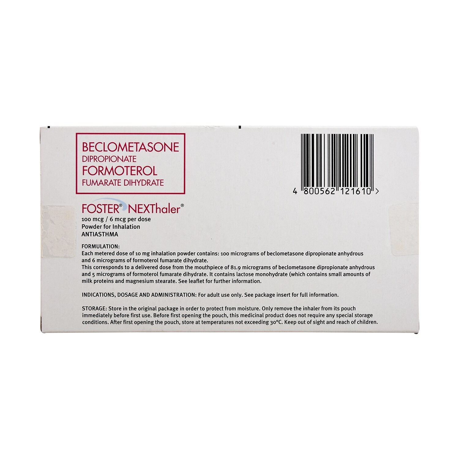 Beclometasone dipropionate 100mcg + Formoterol fumarate dihydrate 6mcg Powder for Inhalation 120Dose [PRESCRIPTION REQUIRED]