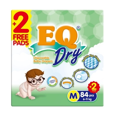 EQ Dry Disposable Baby Diapers Medium 84's