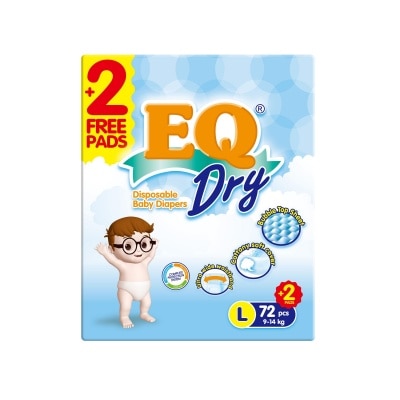 EQ Dry Disposable Baby Diapers Large 72's