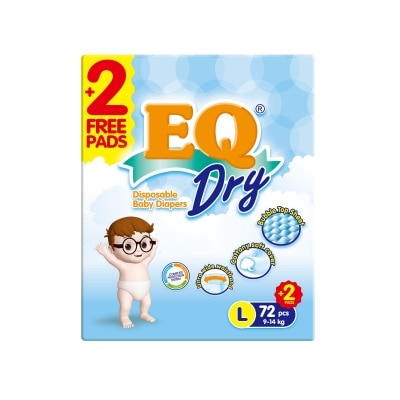 EQ Dry Disposable Baby Diapers Large 72's