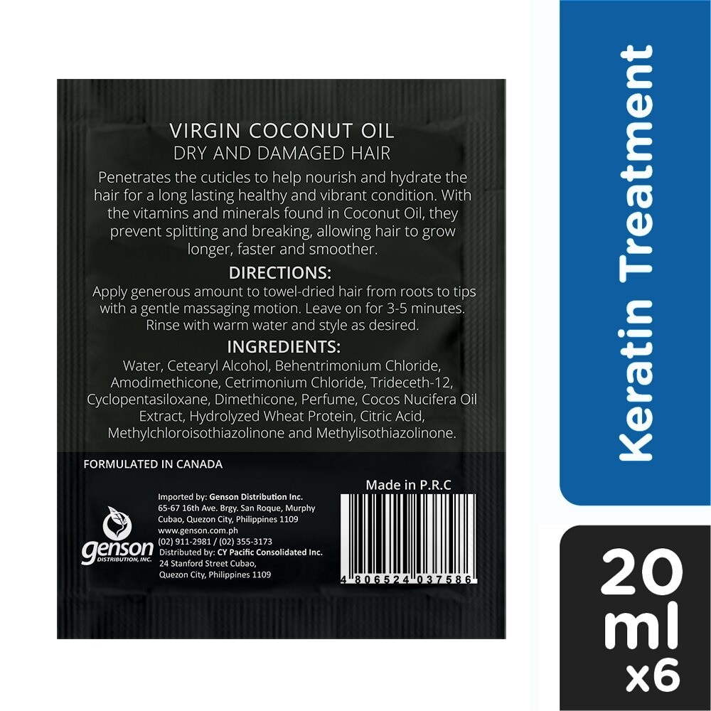 Luxe Organix Keratin Treatment Virgin Coconut Oil 20ml 6s