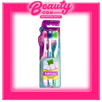WATSONS Triple Action Toothbrush Soft 3pcs