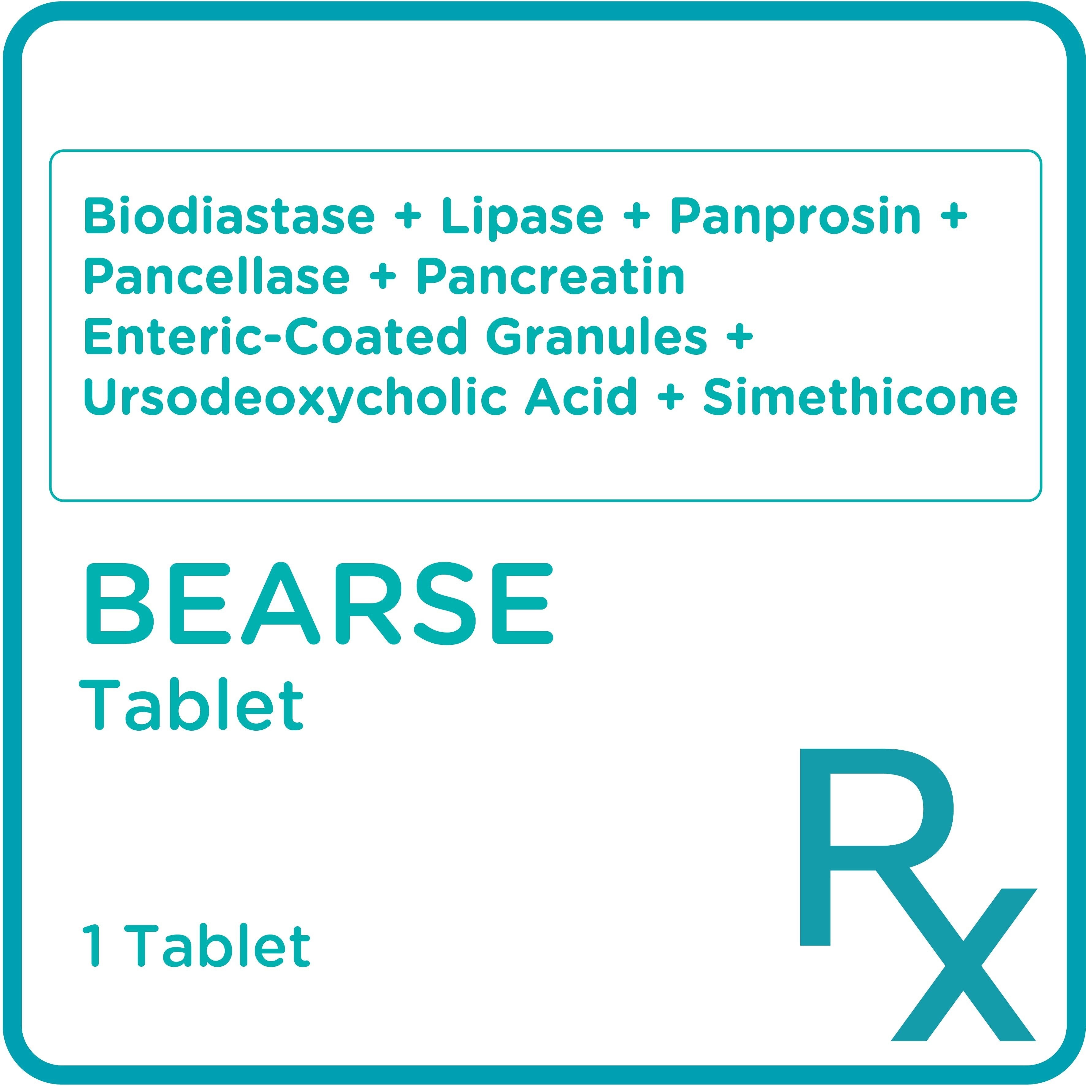 BEARSE Biodiastase + Lipase + Panprosin + Pancellase + Pancreatin Enteric-Coated Granules + Ursodeoxycholic Acid + Simethicone Sold Per Piece [Prescription Required]
