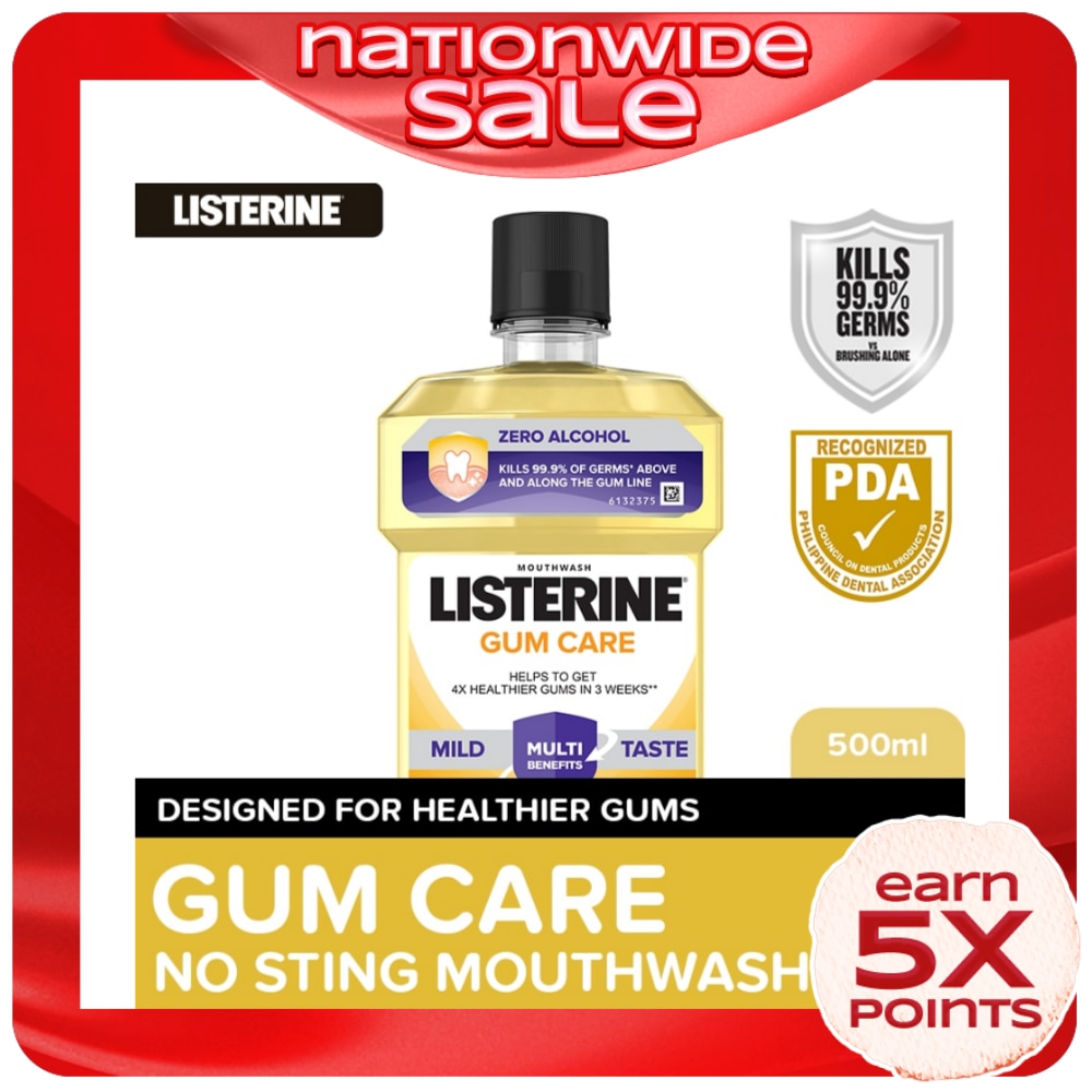 Listerine Gum Care Zero Alcohol / Alcohol free Mouthwash 250ml for Gum Care, Fresh Breath