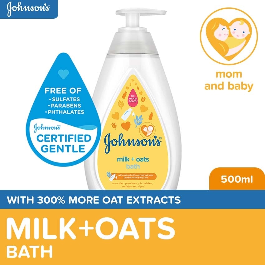 Johnson's Milk + Oats Baby Bath 500ml - Baby Essentials, Baby Care, Baby Wash Body Wash For Baby