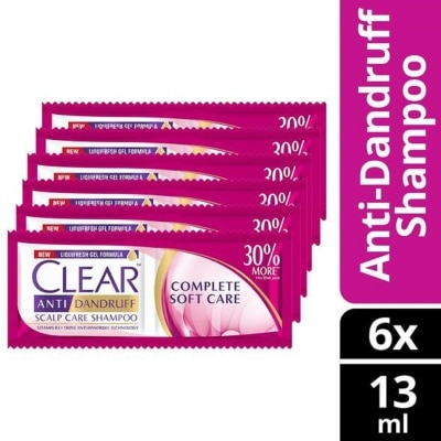 CLEAR Anti Dandruff Shampoo Complete Soft Care Pink 13 mL 6x Sachets