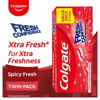 COLGATE Fresh Confidence Spicy Fresh Toothpaste for Fresh Breath 120g Twin Pack