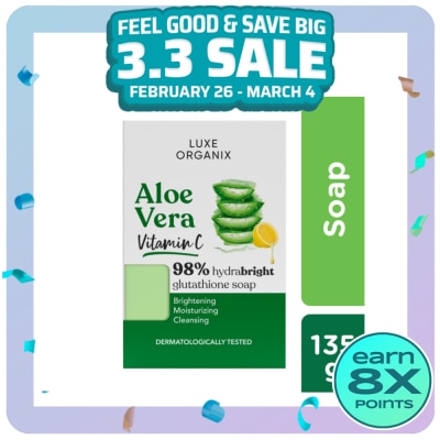 LUXE ORGANIX Luxe Organix 98% Aloe Vera Vitamin C Hydrabright Glutathione Soap 135g