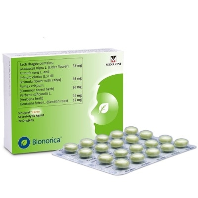 SINUPRET FORTE Sambucus Nigra 36Mg Primula Veris & Primula Elatior 36Mg Rumex Crispus 36Mg Verbena Officinalis 36Mg Gentiana Lutea 12Mg 1 Tablet