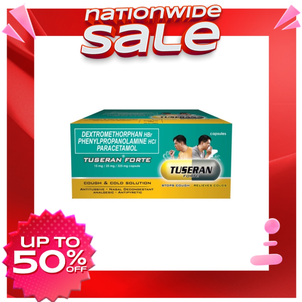 Tuseran Forte (Dextromethorpan Hydrobromide + Phenylpropanolamine Hydrochloride + Paracetamol) 1 Capsule