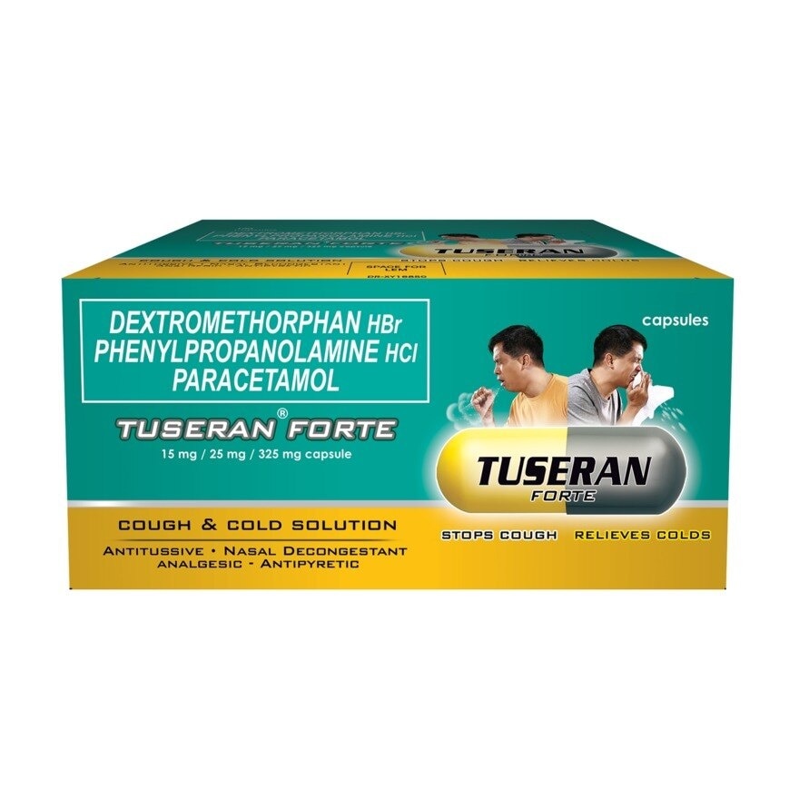 Tuseran Forte (Dextromethorpan Hydrobromide + Phenylpropanolamine Hydrochloride + Paracetamol) 1 Capsule