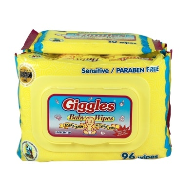 GIGGLES Baby Wipes Unscented 96 wipes x 2 packs + 1 free 10 wipes