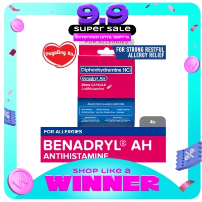 BENADRYL - Benadryl AH 25mg 4s - Allergy medicine, Antihistamine, Diphenhydramine, Drowsy, Allergic Rhinitis image