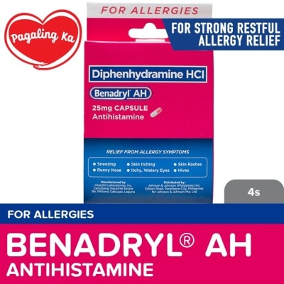 BENADRYL Benadryl AH 25mg 4s - Allergy medicine, Antihistamine, Diphenhydramine, Drowsy, Allergic Rhinitis