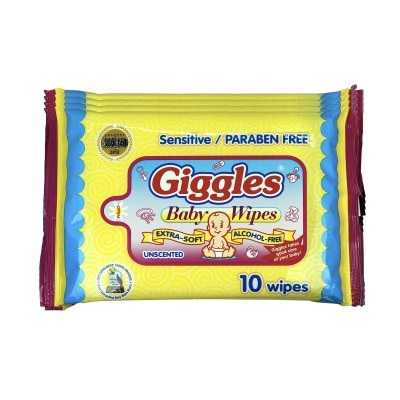 GIGGLES Baby Wipes Unscented 10 wipes x 4 packs