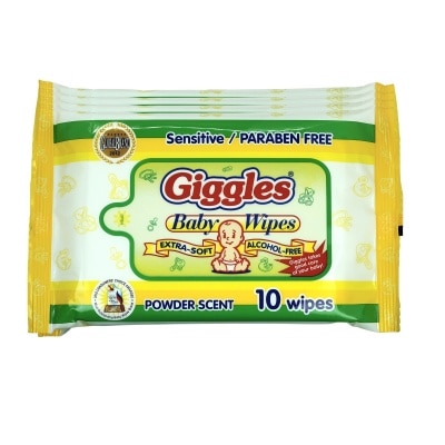 GIGGLES Baby Wipes Powderscent 10 wipes x 4 packs